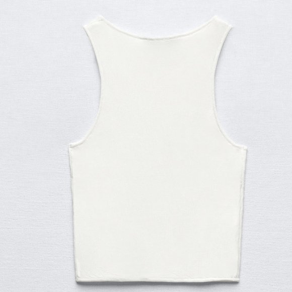 ZARA WHITE BASIC BANDAGE KNIT EXTRA FINE BLOUSE - Picture 3 of 4